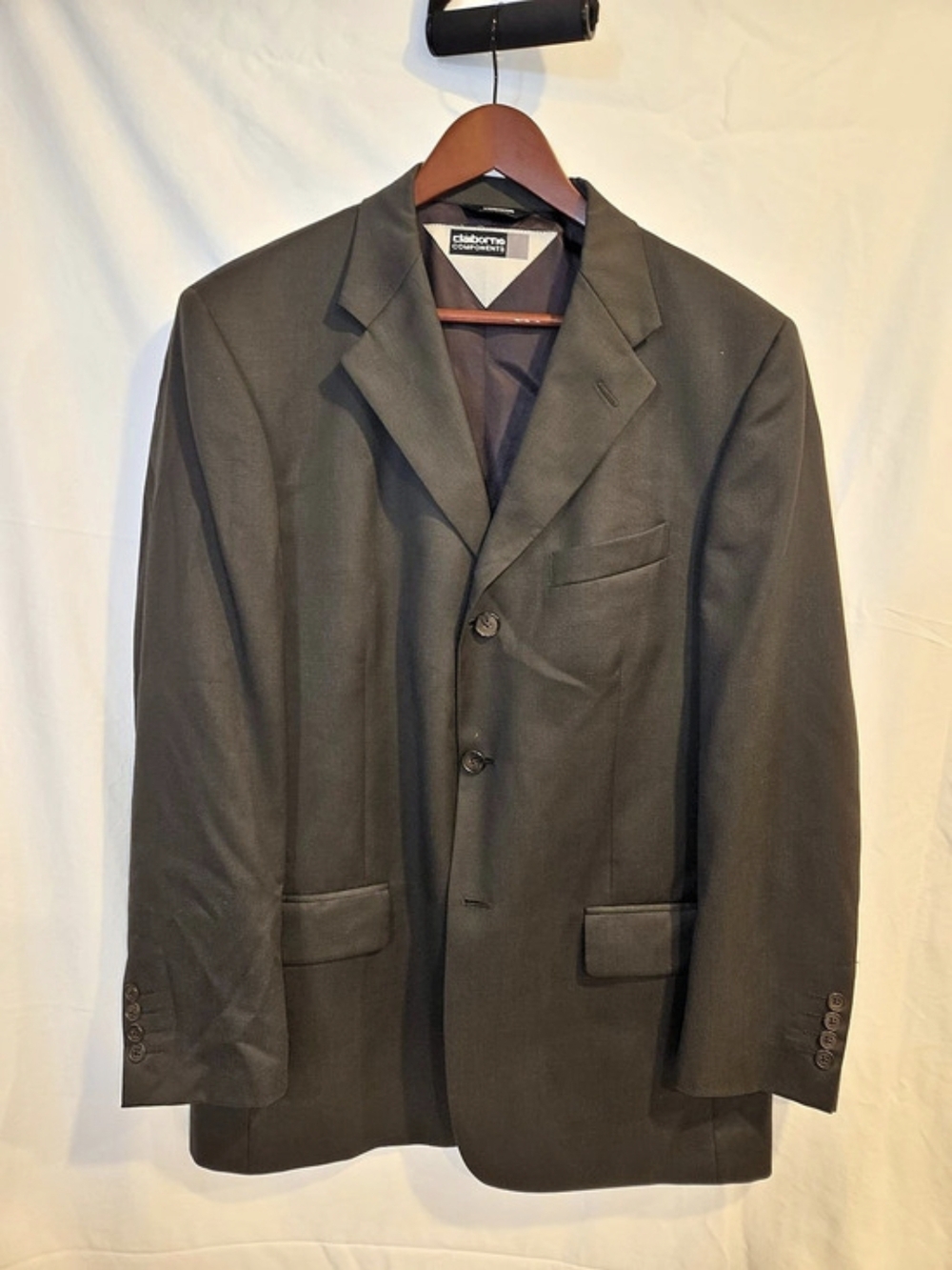 Claiborne Components Men's Wool Suit Dark Taupe/Grey Size 42R